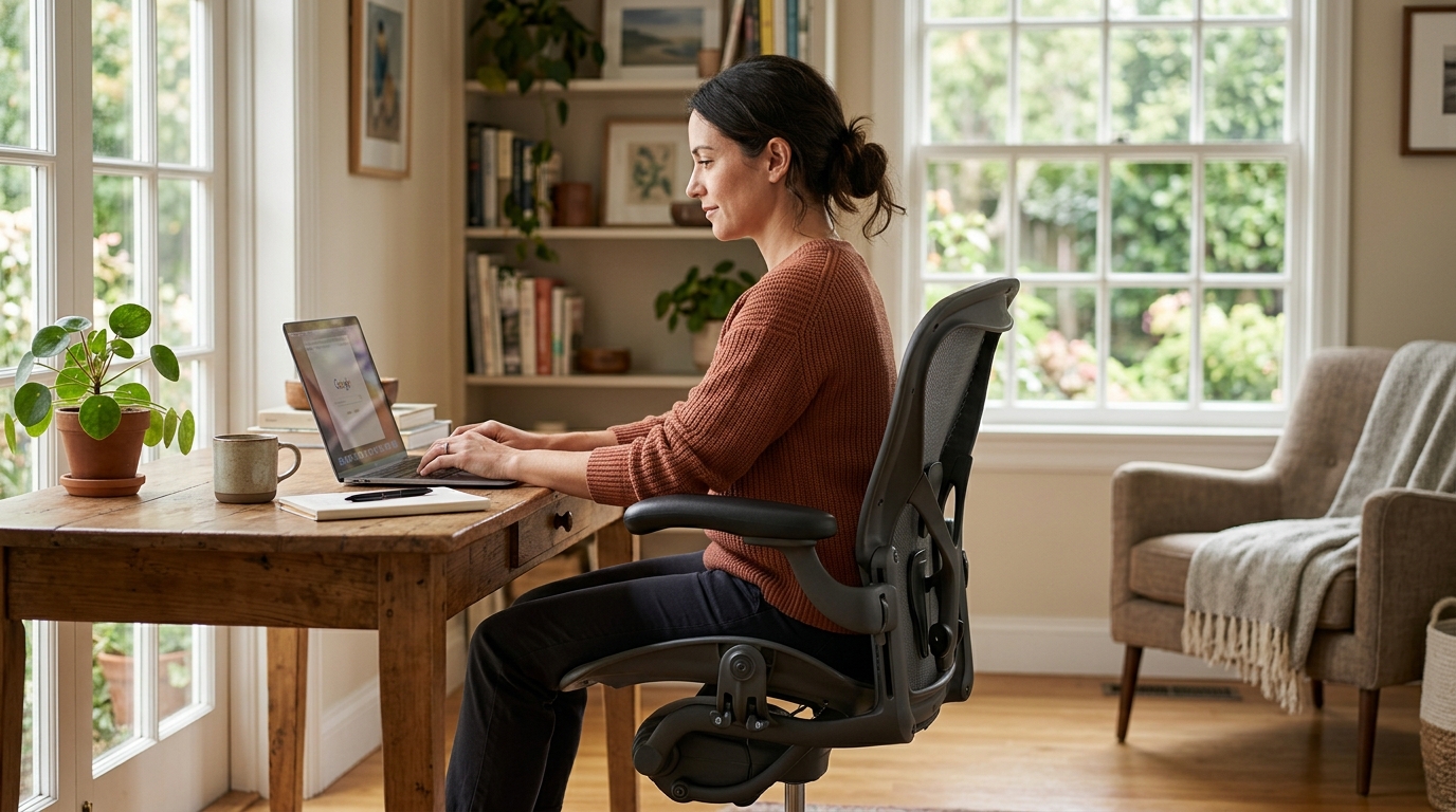 Premium ergonomic office chair with mesh back and adjustable lumbar support for long workdays