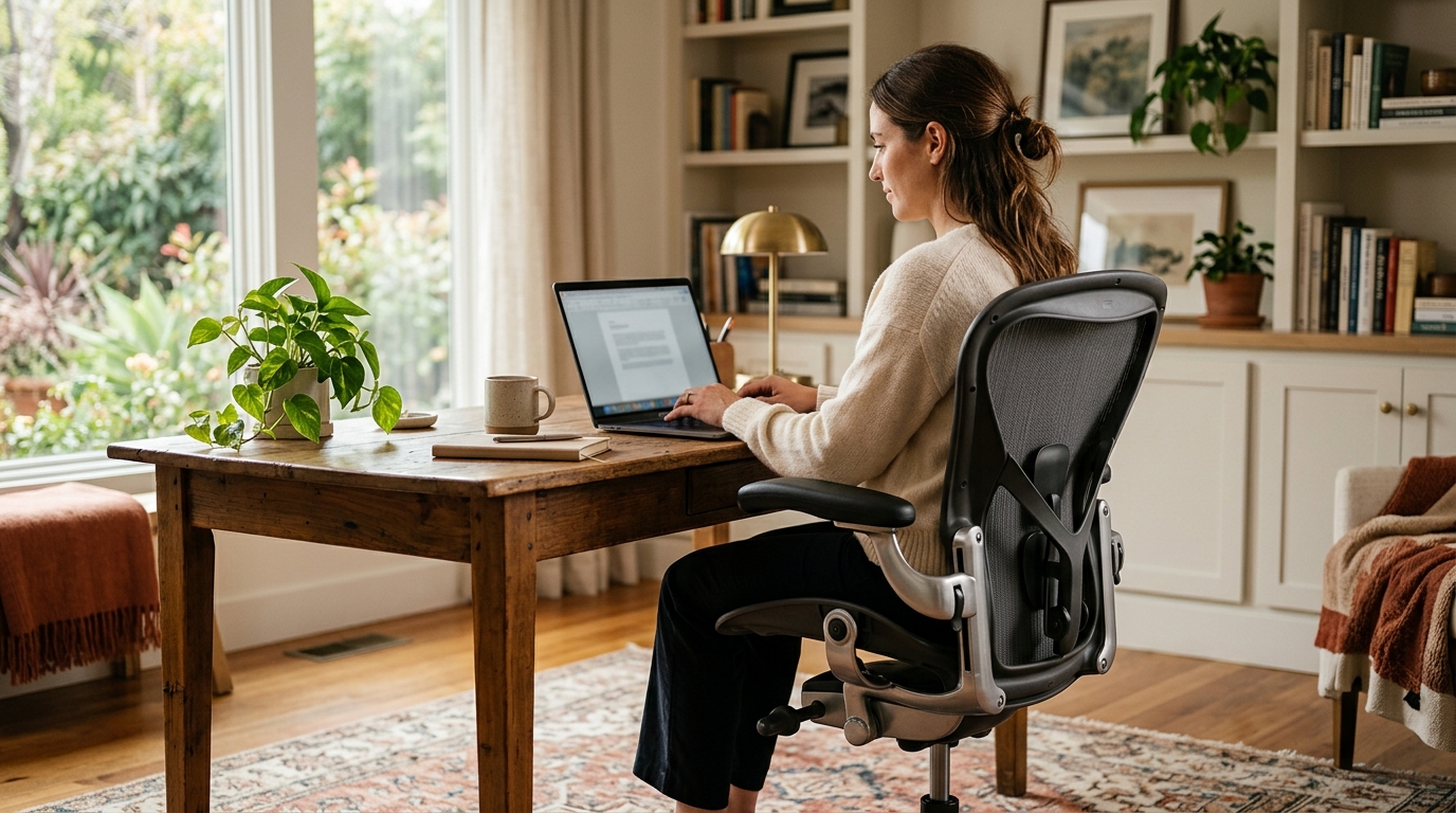 Ergonomic office chair with adjustable lumbar support and mesh back for back pain relief